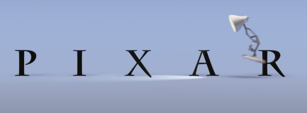 Partial Pixar logo focusing on the letters "I", "X", and "A" with shadow effects under Luxo Jr.’s light.